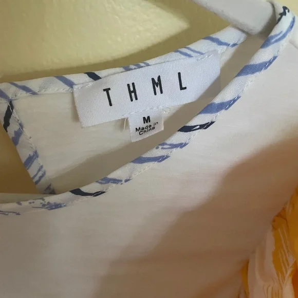 THML Yellow Angel Sleeved White Top Medium new no tags - Picture 4 of 5